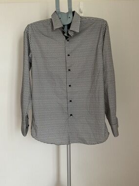 American Breed Men's Black and White Geometric Long-Sleeve Shirt